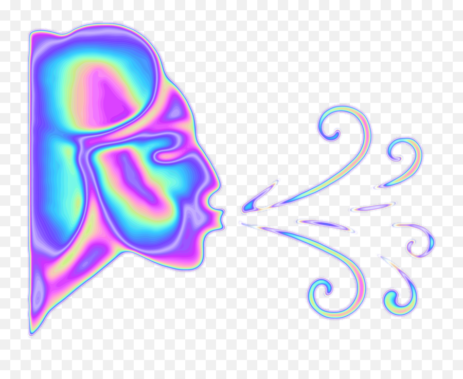 Holo Holographic Blowing Emoji Smoke - Color Gradient,Cauliflower Emoji