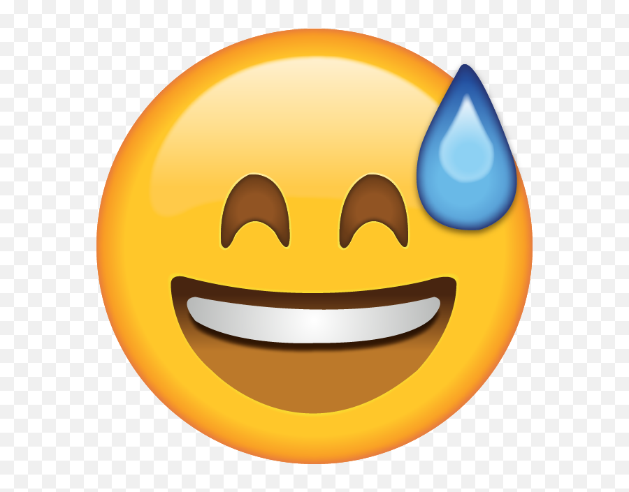 Smiling With Sweat Emoji - Emoji Smile With Sweat,Sweating Emoji