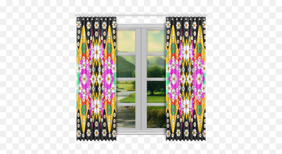 Peaceful Sky Window Curtain - Vertical Emoji,Emoji Window Curtains