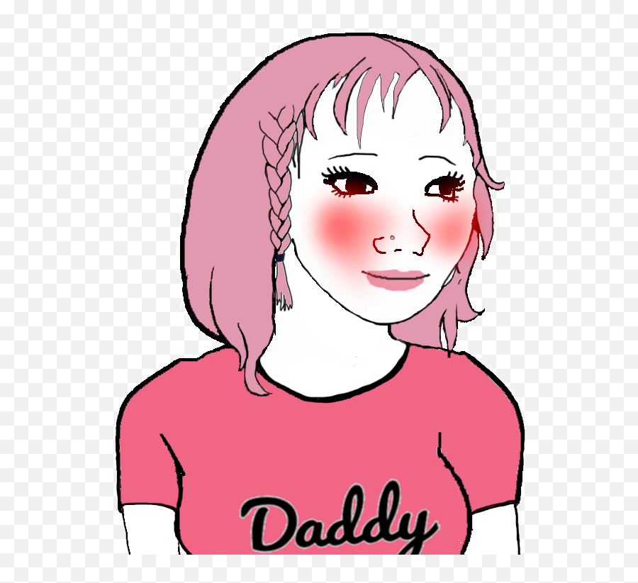 Blushing - Pink Hair Wojak Emoji,Girl Blushing Emojis