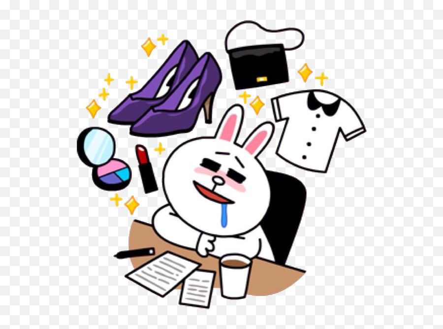 Line Stickers Craze - Aldora Muses Line Sticker Cute Cony Shopping Emoji,Daydream Emoji