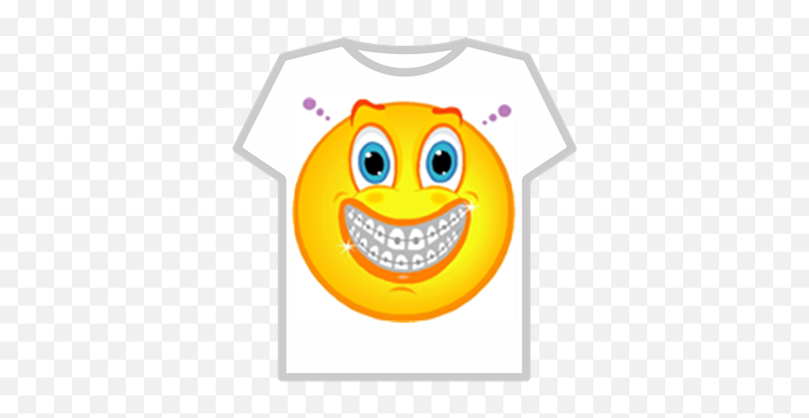 Roblox Smiley Face T Shirt - Smiley Face With Braces Gif Emoji,Laughing Emoji With Braces