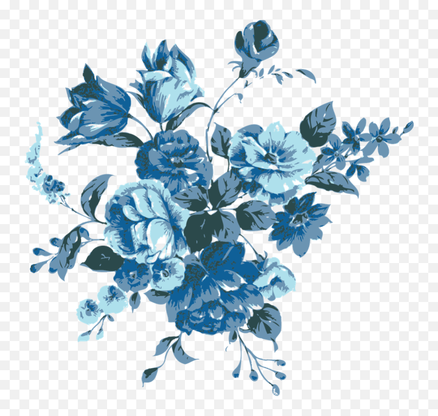Download Blue Flowers Vector Hand - Painted Free Photo Png Emoji,Cute Flower Japanese Emoticon