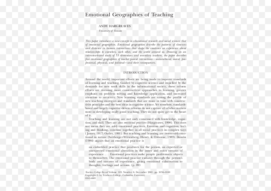 Pdf Emotional Geographies Of Teaching Ahmad Mseddi - Emotional Geographies Of Teaching Emoji,Psychic Emotion 6