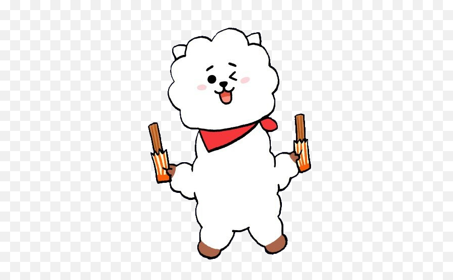 Rj Bt21 Jungkook Bt21 Apple Sticker By Bt21 Bts - Fictional Character Emoji,Full Tummy Emoji