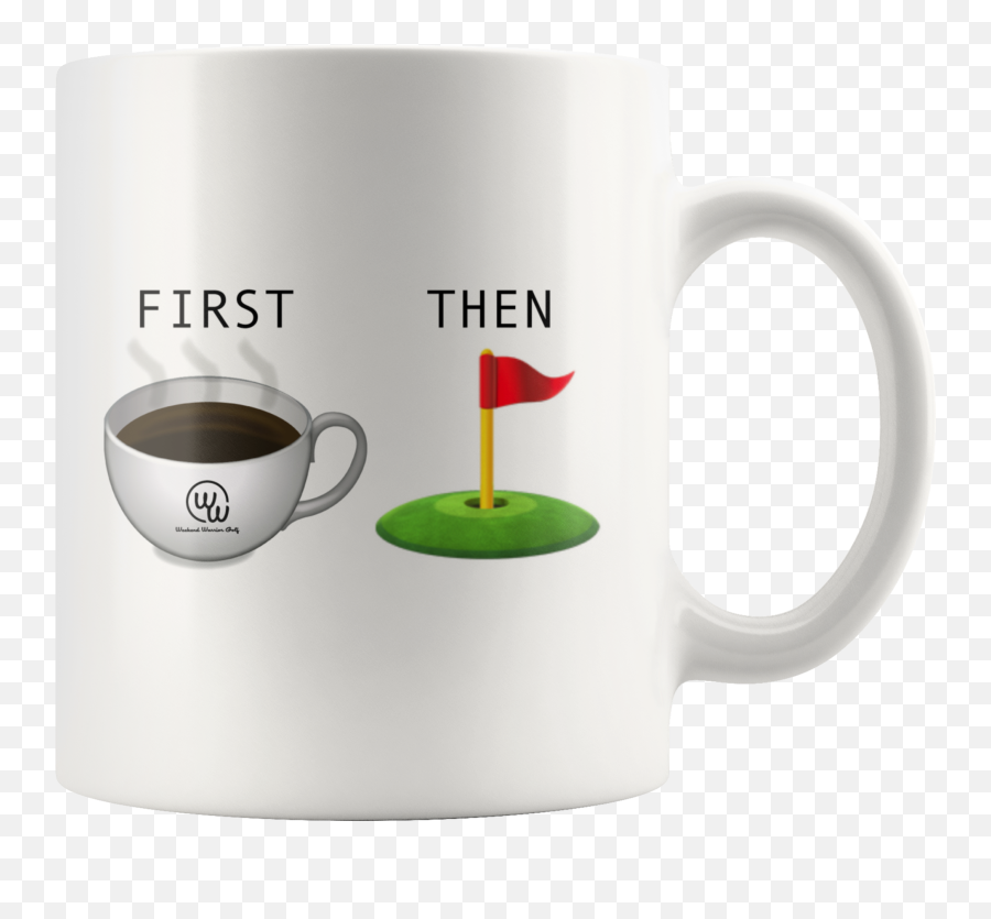 First Coffee Then Golf Emoji Mug - While Working Coffee Drink,Golf Emoji