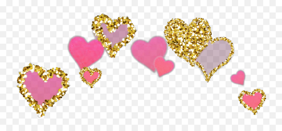 Hearts Heart Golden Gold Glittery Glitter Sparkles - Heart Transparent Background Pink Glitter Heart Png Emoji,Sparkly Heart Emoji