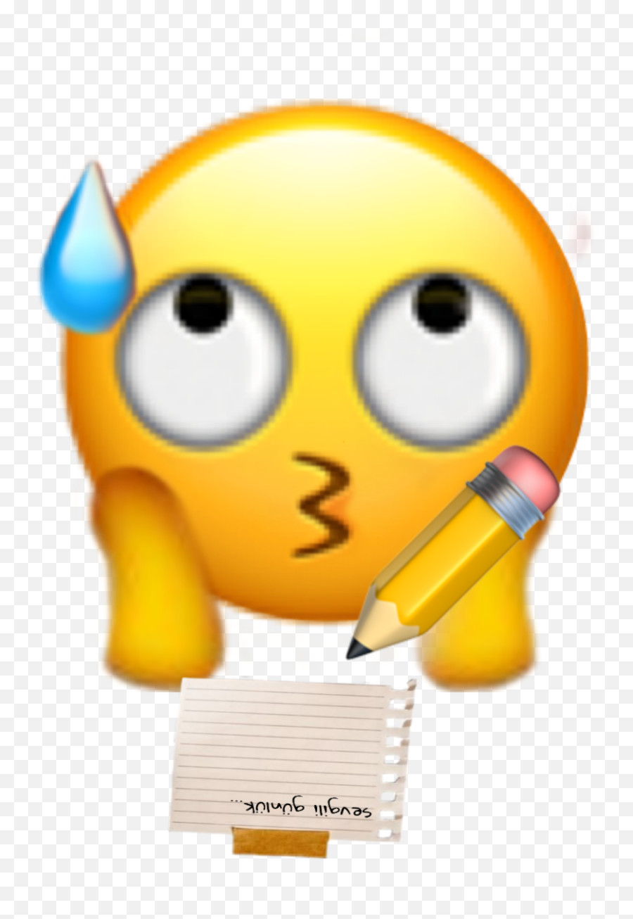 Apple Emoji School Writing Sticker - Happy,Writing Emoticon