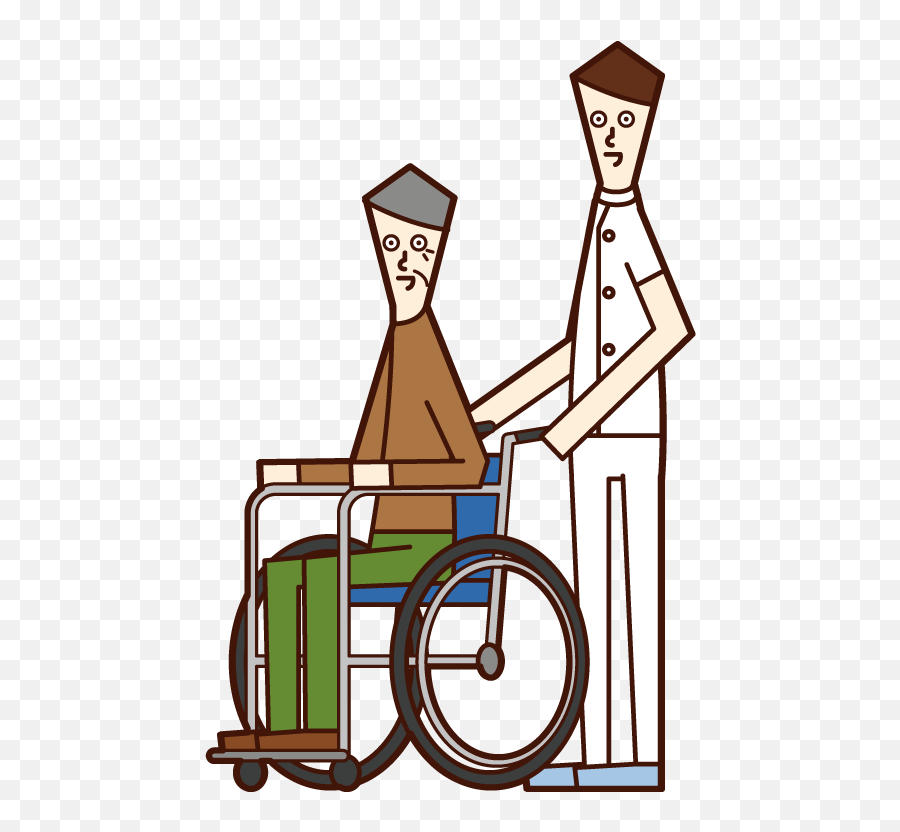 Illustration Of A Care Worker Pushing A Wheelchair - Woman Illustration Emoji,Wheelchair Emoji