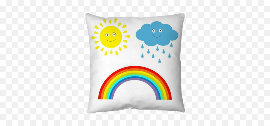 Cartoon Sun Cloud With Rain And Rainbow Set Isolated Children Throw Pillow U2022 Pixers - We Live To Change Star Sun Cloud And Rainbow Emoji,Emoji Body Pillow Case