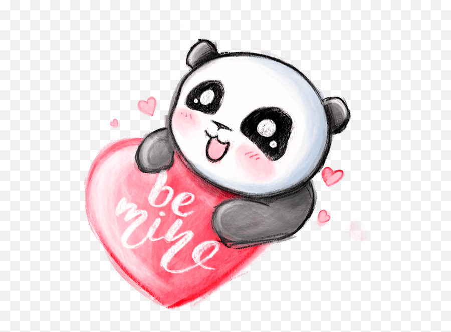 Be My Panda Valentine - Girly Emoji,Dancing Heart Emoticon For Yahoo Messenger Valentine