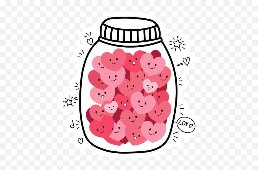 Jar With Love Hearts Sticker - Sticker Mania Pink Jar Of Hearts Emoji,Man Glasses Heart Phone Emoji