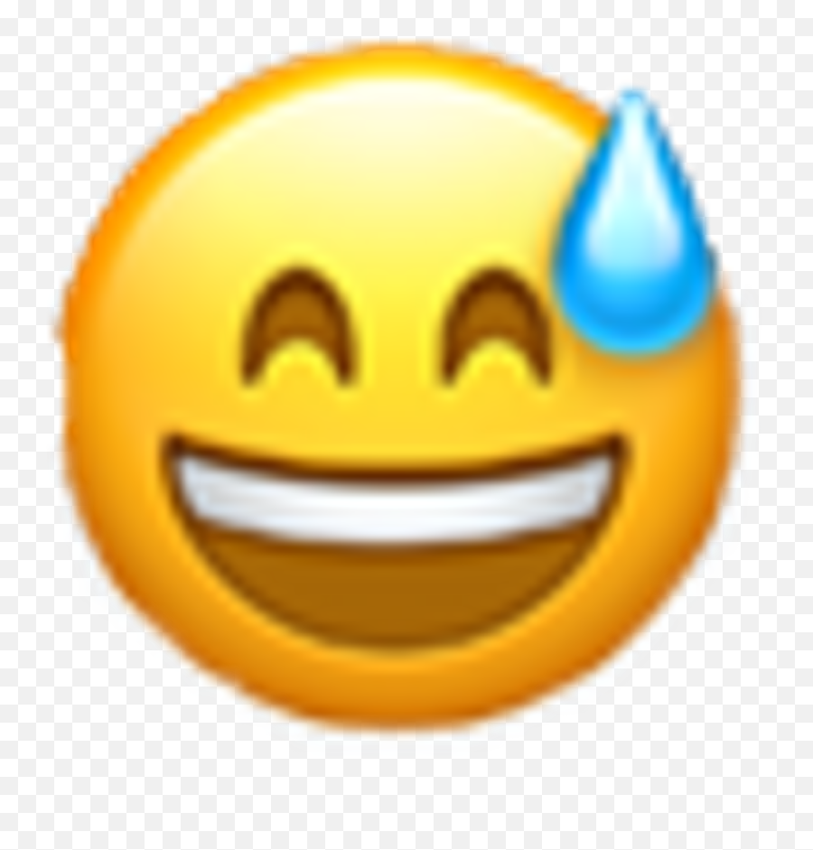 Download Yellow Emoji Face Blue Sweat Tear Smile Remixit - Grinning Face With Sweat Png,Yellow Emoji