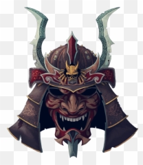 Download Tattoo Oni Mask Samurai Japan Transparent Clipart Emoji,Samurai Emoticons