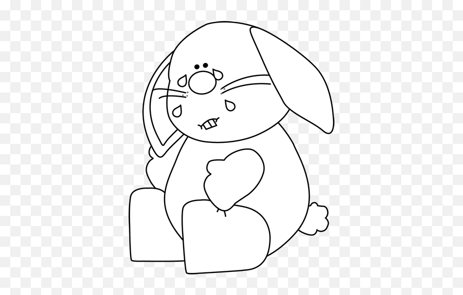 Black And White Sad Bunny - Sad Rabbit Clipart Black And Mycutegraphics Black And White Cry Emoji,Bunny Emoji Png