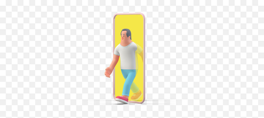 Premium Man Walking Out Of Smartphone 3d Illustration Emoji,Man Walking Emoji