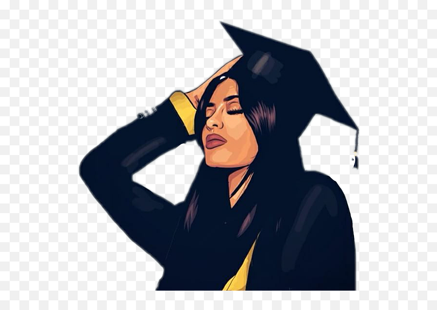 Girl Graduation Graduate Black Sticker By S - Academic Dress Emoji,Graduation Emoji Png