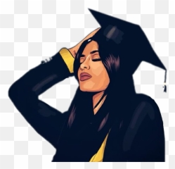 Girl Graduation Graduate Black Sticker By S - Academic Dress Emoji,Graduation Emoji Png