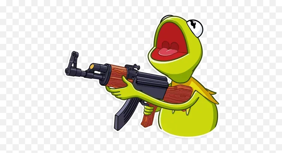 Kermit The Frog Whatsapp Stickers - Stickers Cloud Kermit The Frog Gun Png Emoji,Water Gun Emoji Meme