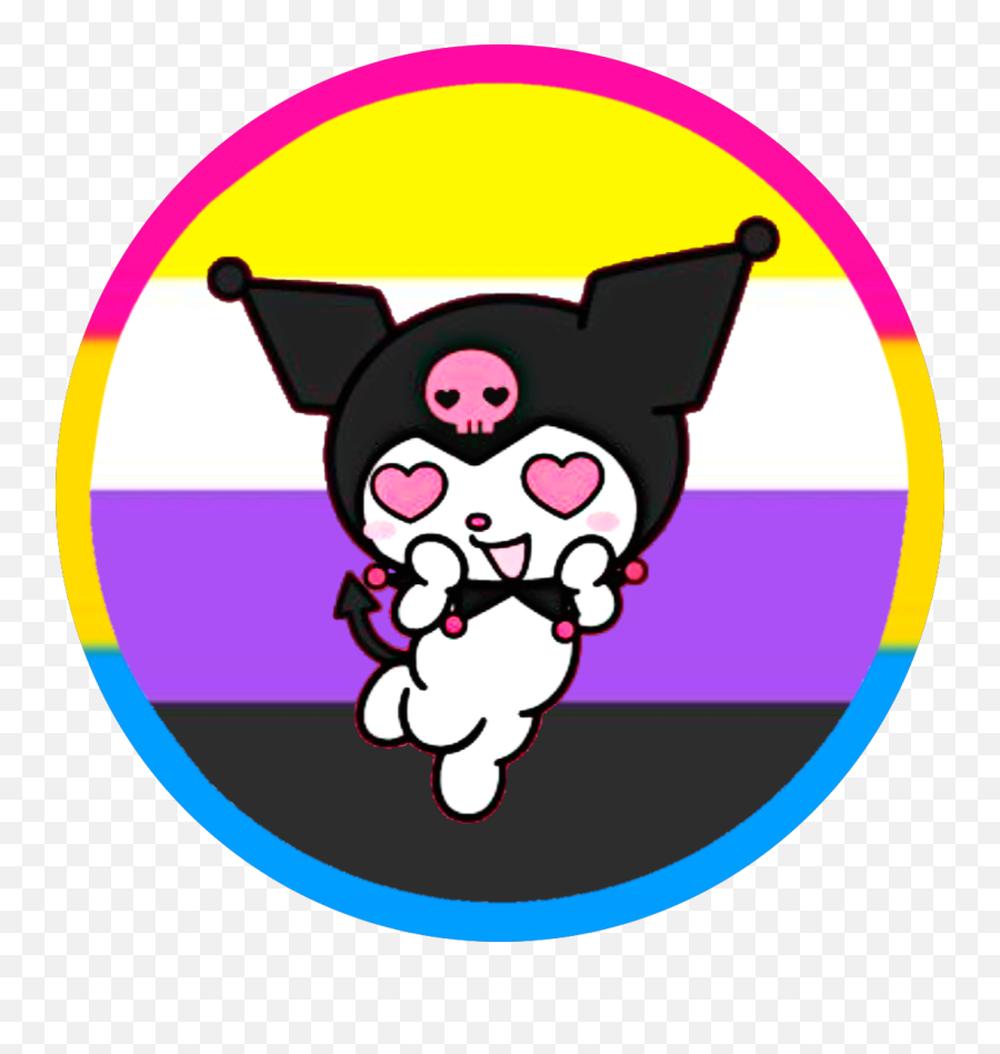 Pride Nonbinary Pansexual Sticker By Mikey - Pansexual Kuromi Emoji,Pansexual Symbol Emoji