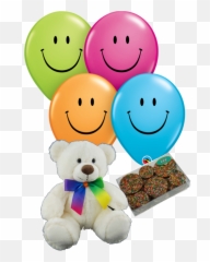 Colourful Cleo Bear And Balloon Combo White Bear - Balloon Emoji,Bear Emoticon