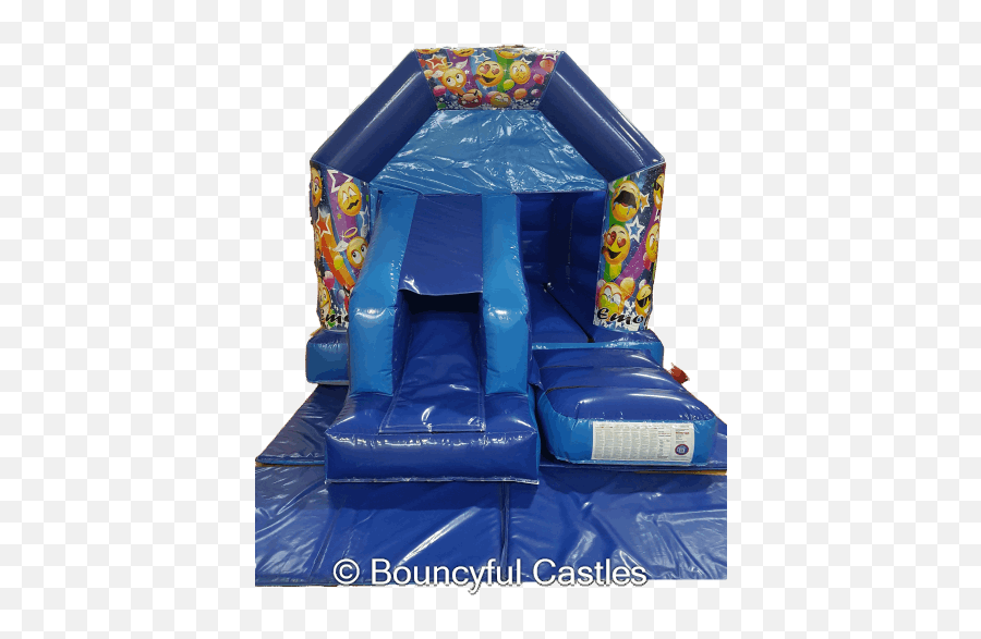 Emoji Bouncy Castle Hire Blue Front Slide - Inflatable,Blue Emoji