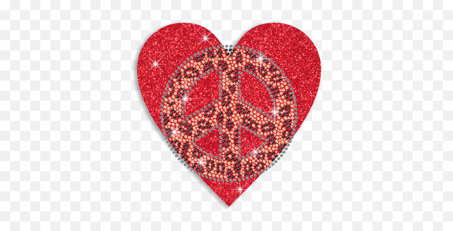 Bling Heart U0026 Peace Sign Iron - On Glitter Rhinestone Transfer Girly Emoji,Facebook Chat Emoticons Peace Sign