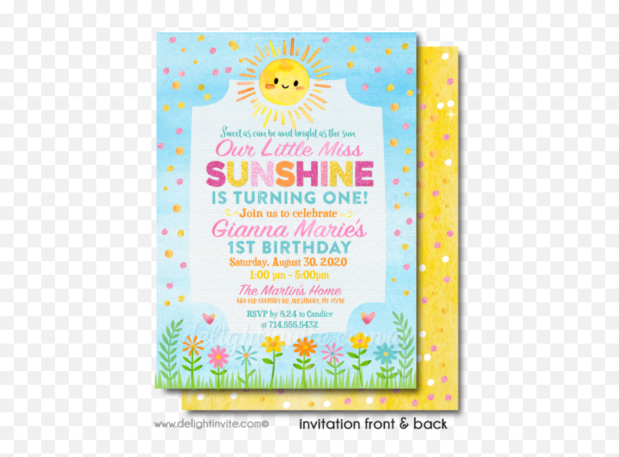 Digital Birthday Invites Tagged 1st Birthday Girl - Swirly Girly Emoji,You Are My Sunshine In Emojis