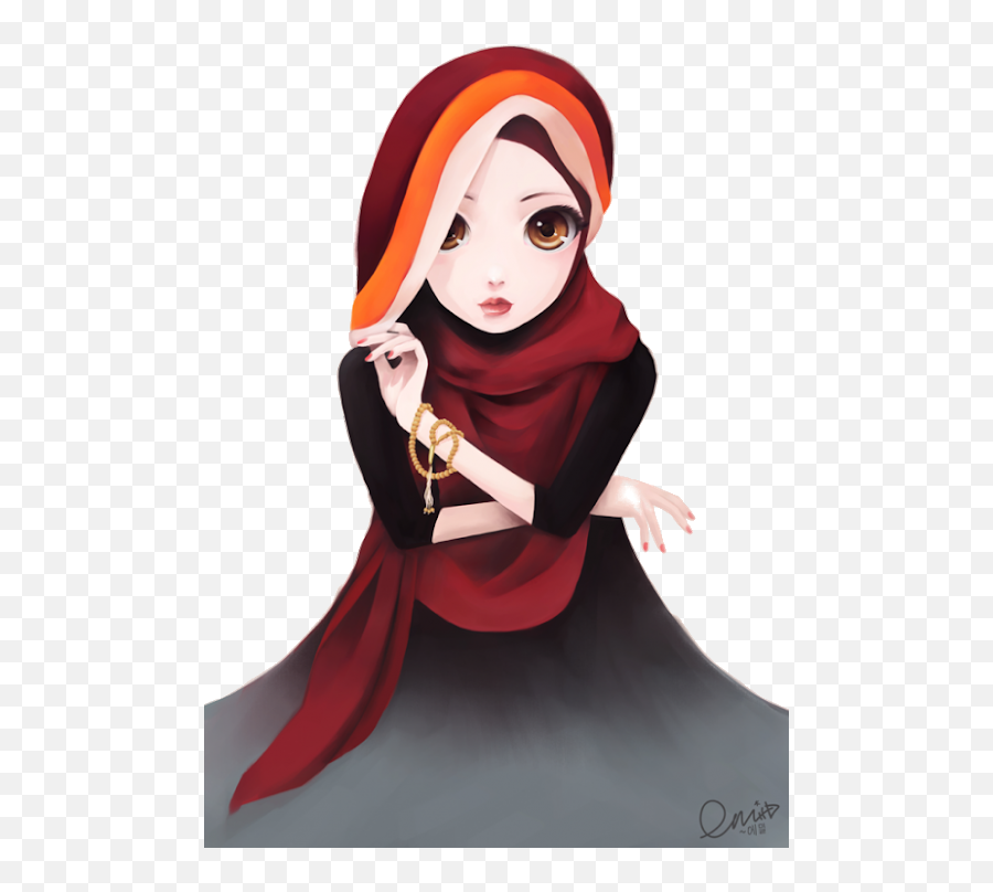 Hijab Png - Cute Hijab Girl Cartoon Png Download Cute Hijab Girl Cartoon Emoji,Gamer Girl Emoji