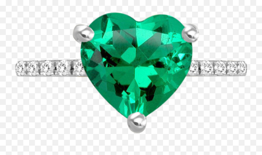 Emerald Heart U0026 Diamonds Diamond Rings Argento Styles - Emerald Heart Shape Emoji,Heart Emoticon Ring Silver