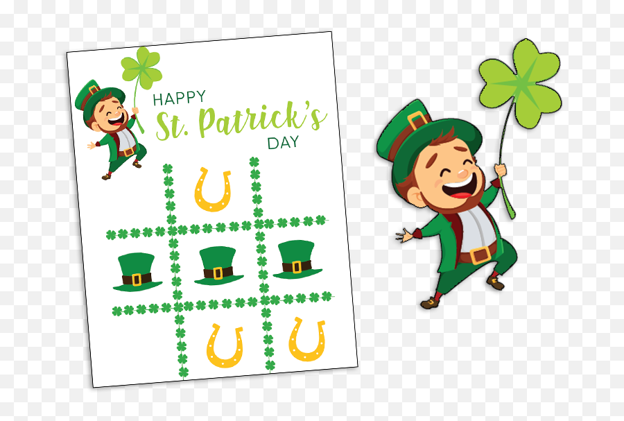 Printable - St Patrickâu20acs Day Tic Tac Toe Game Fellowes Emoji,St Pddys Day Facebook Emoticons