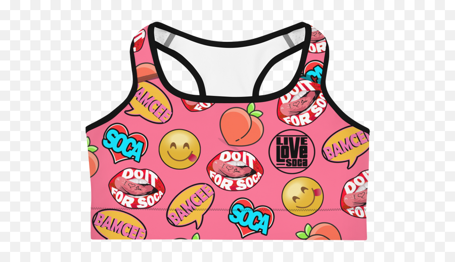 Endless Summer 21 Soca Snack Emoji Pink Sports Bra,Emojis Cake S