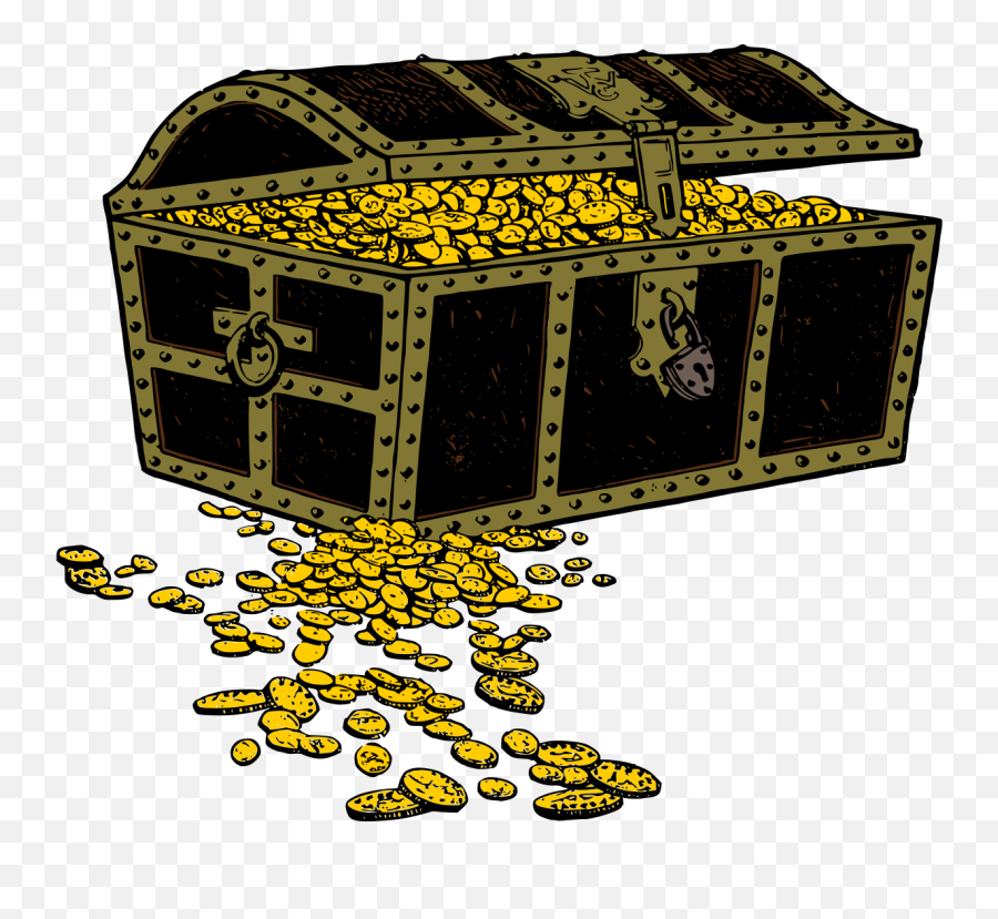 Treasure Chest Filled With Gold Clip - Black Treasure Chest Cartoon Emoji,Treasure Emoji