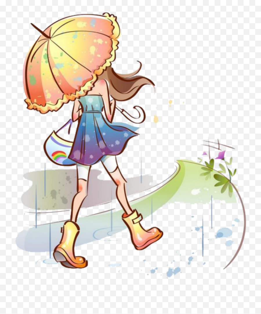 Ftestickers Clipart Girl Umbrella Sticker By Pennyann - Leio Respondo E Apago Emoji,10 Rain Emoji