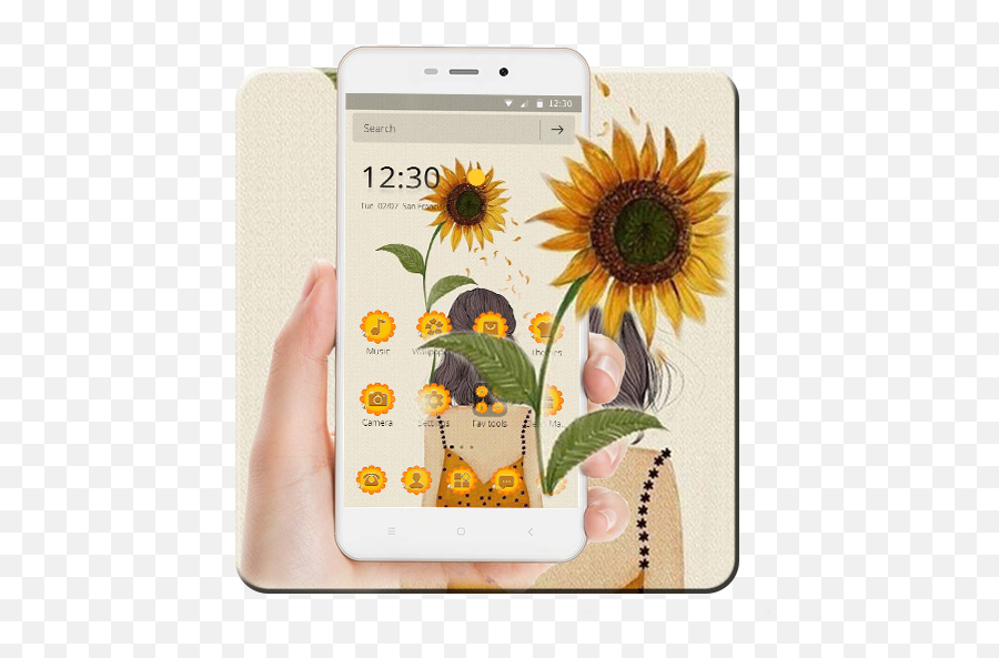 Beauty Yellow Sunflower Girl Wallpaper Theme 113 Apk - Papel De Parede Girassol Emoji,Sun Flower Emojis