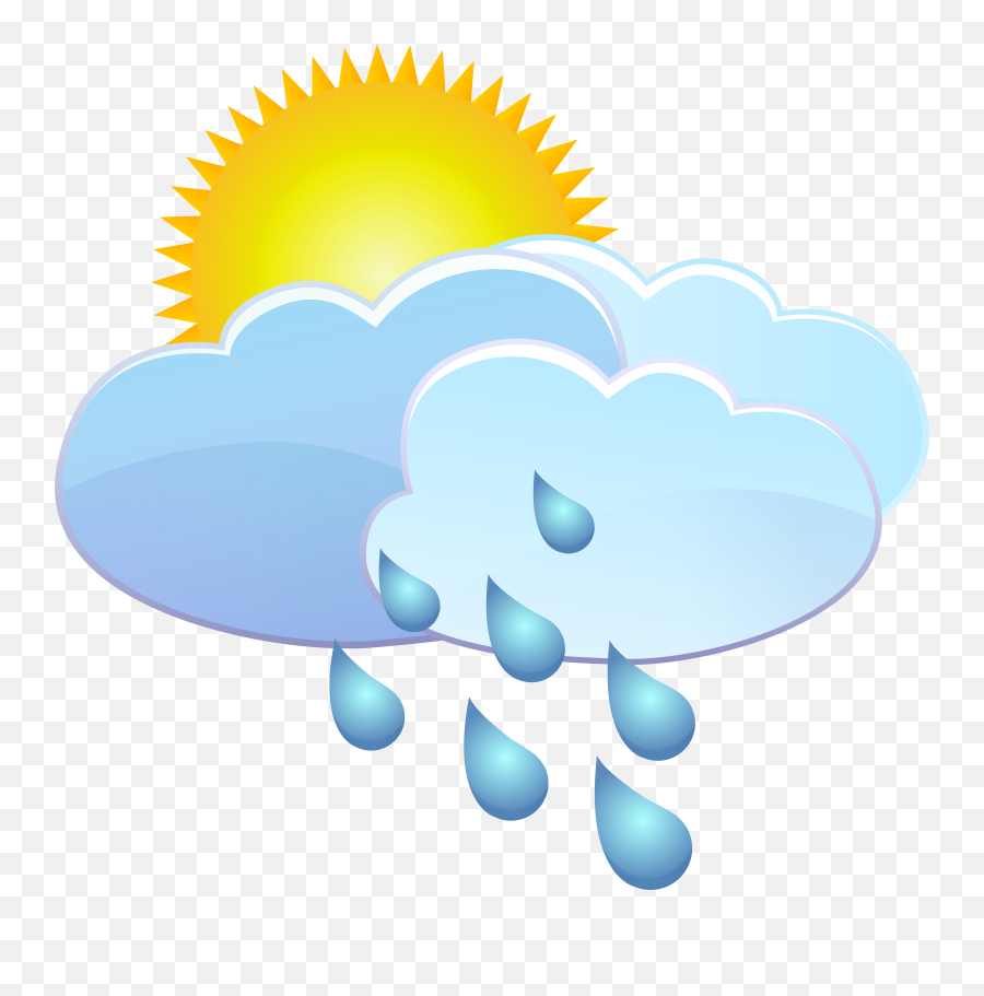 Clouds Sun And Rain Drops Weather Icon Png Clip Art Emoji,Sun Light Bulb Emoji