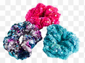 Sequin Scrunchies - 3pk Emoji,Mermaid Sequin Emoji Top