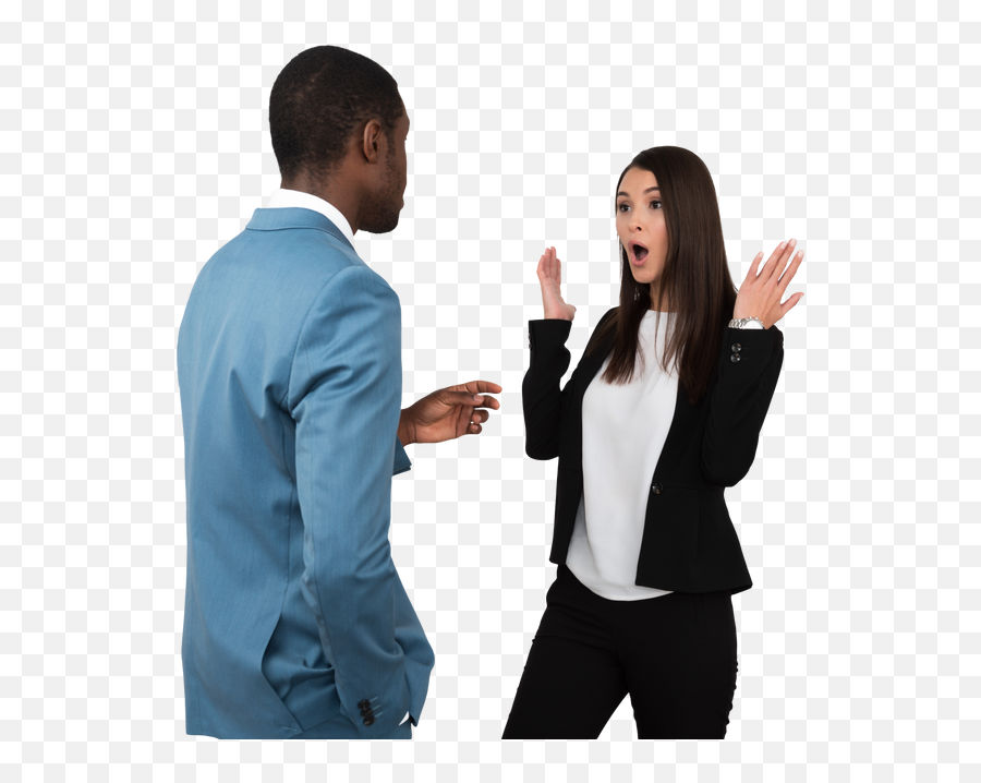 Man Talking To A Female Colleague With Surprised Facial Emoji,Suprised Facial Emotions