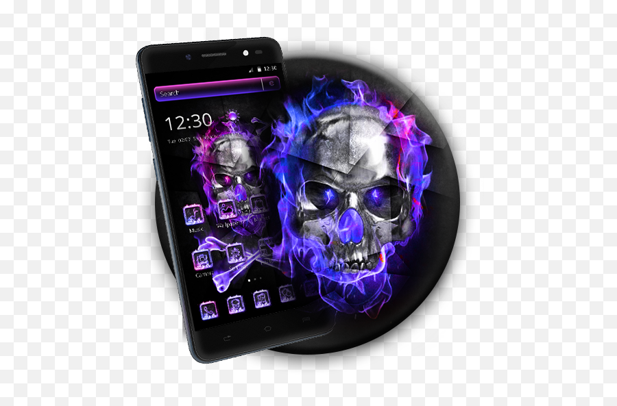 Flaming Violet Skull Theme - Scary Emoji,Skeleton Emojis
