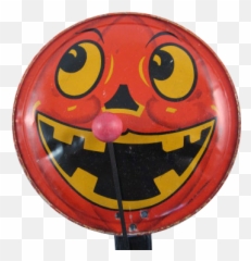 Tin Litho Halloween Clanger Noisemaker - Happy Emoji,Noisemaker Blowing Emoticon