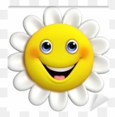 3d Cartoon Cute Flower Wall Mural - Smiley Flower Happy Emoji,Japanese Flower Emoticon