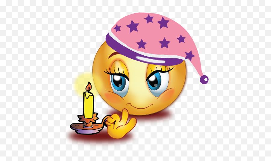 Good Nigh Girl With Candle Emoji - Transparent Cartoon Emoji Candle,Candle Emoji
