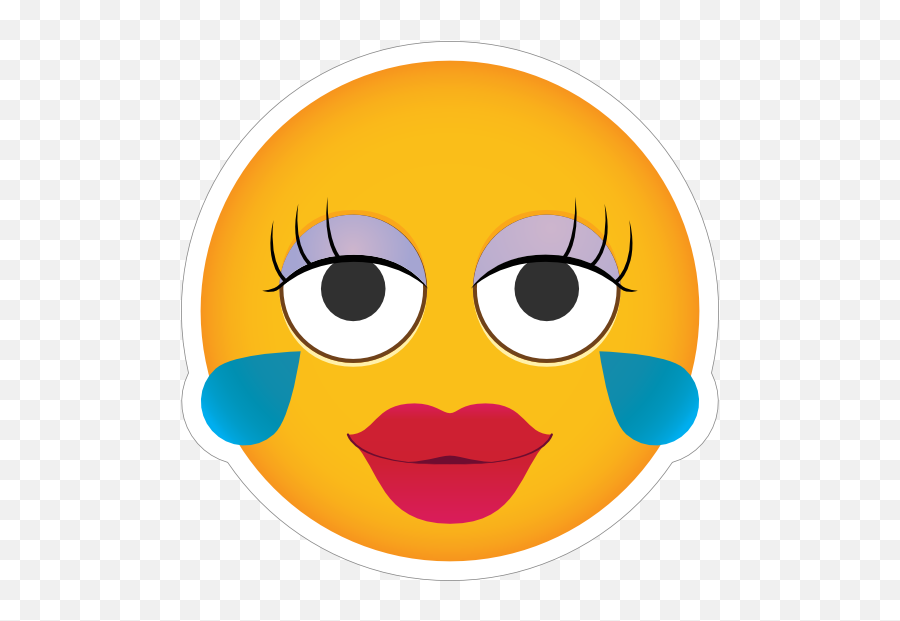Phone Emoji Sticker Big Lashes Crying - Happy,Crying Smile Emoji