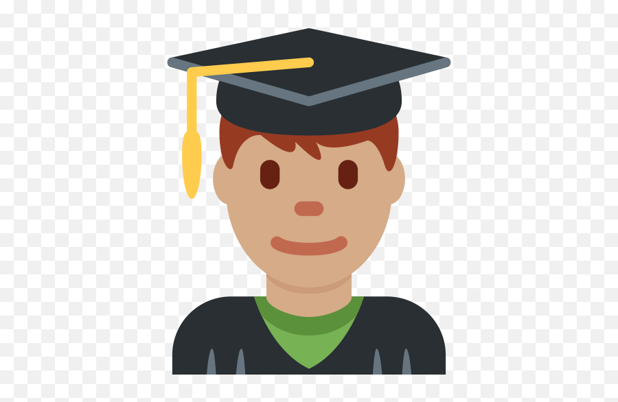 Man Student Medium Skin Tone Emoji - Download For Free Human Skin Color,Gradutuation Cap Emoticon
