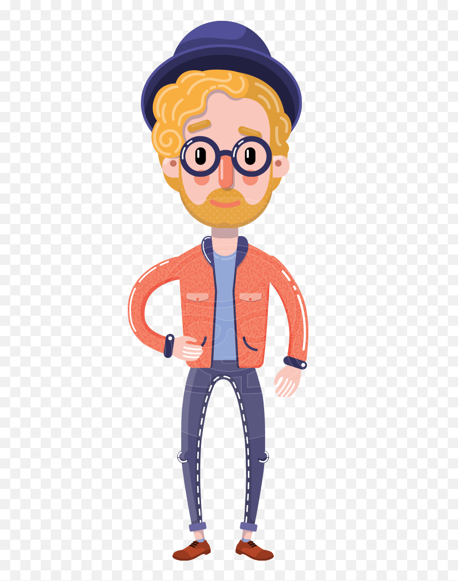 Young Blond Man Flat Cartoon Character - Blond Man Cartoon Emoji,Hipster Backgrounds Emotion