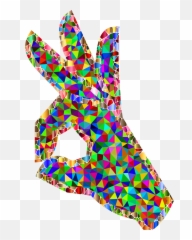 Prismatic Low Poly Ok Perfect Hand Sign - Perfect Hand Sign Rainbow Emoji,Ok Hand Emoji Transparent