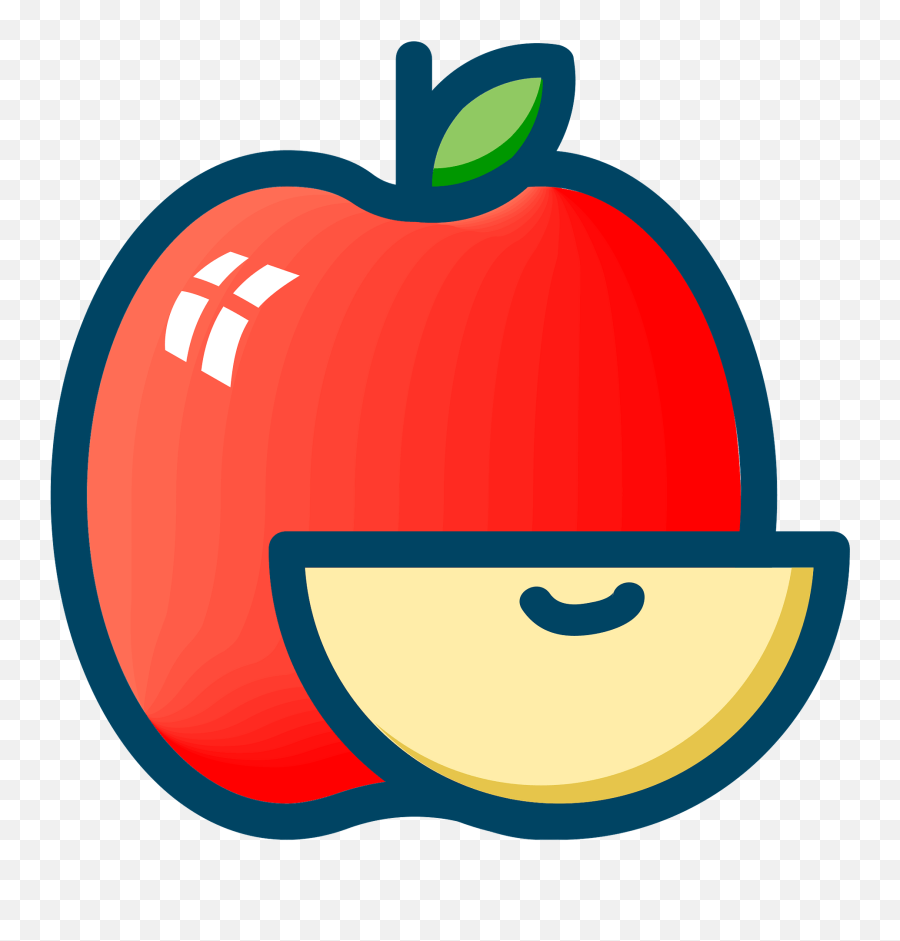 Red Apple And Slice Outlined In Blue Clipart Free Download - Happy Emoji,Apple Cocktail Emoji