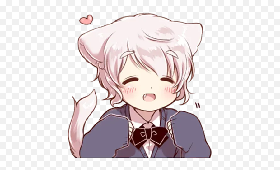 Cute Cat Ear Boy Whatsapp Stickers - Stickers Cloud Fictional Character Emoji,Goodnight Kawaii Boy Emoticon