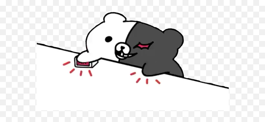 Danganronpa Monokuma Sticker - Gif Monokuma Bongo Cat Emoji,Monokuma Text Emoji