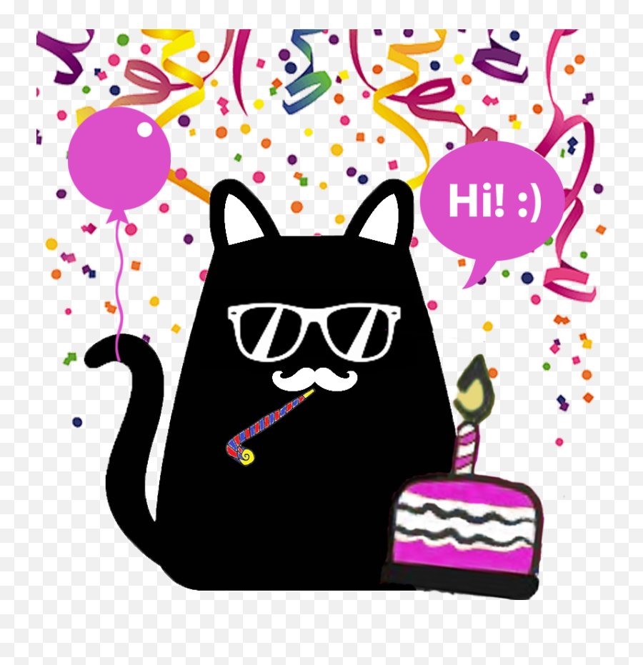 One Year Mica The Hipster Cat Bot - Streamers Clip Art Emoji,Meow Emoji